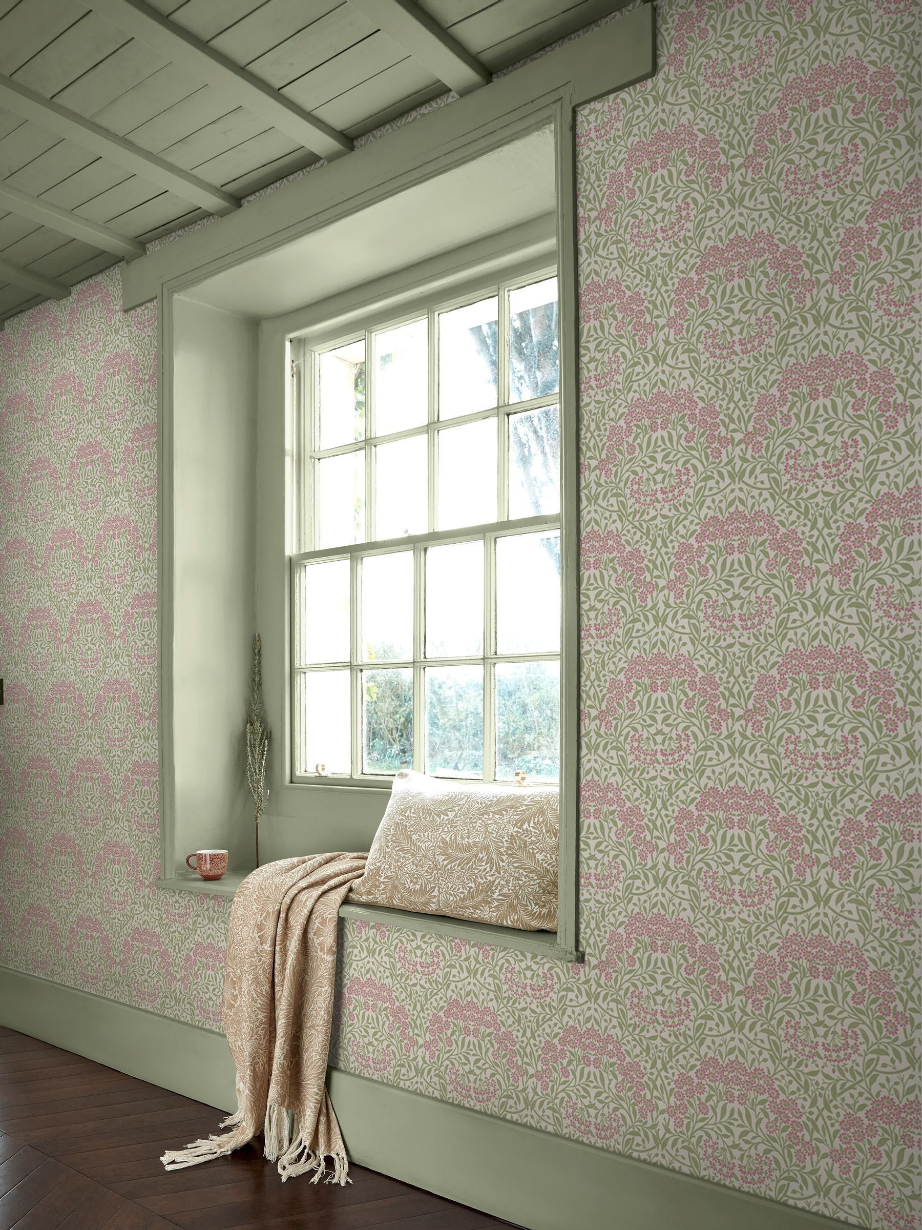 William Morris At Home Peony and Sage Michaelmas Daisy A4 Wallpaper Sample