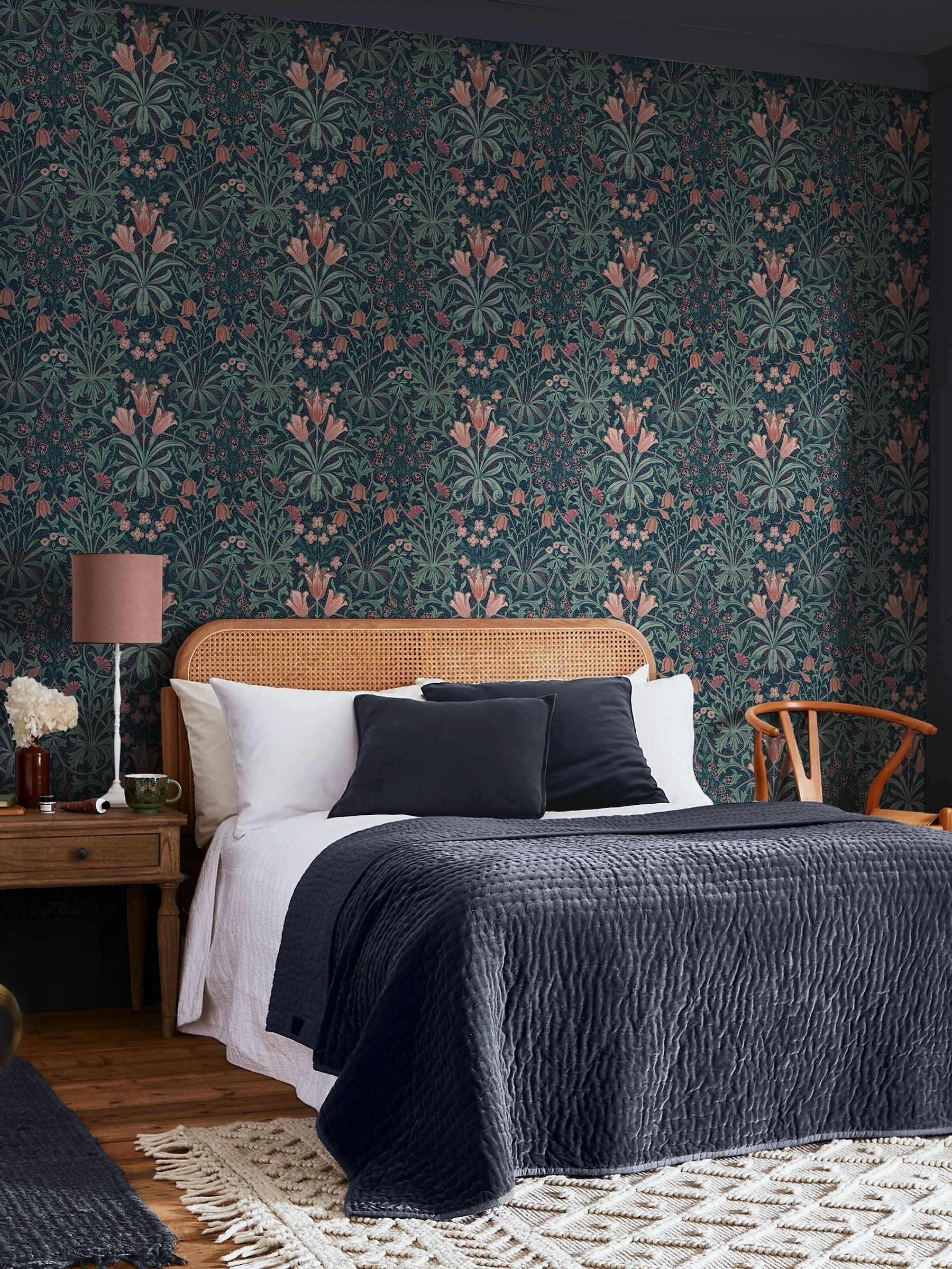 William Morris At Home Peony and Sage Woodland Weeds Wallpaper Sample A4