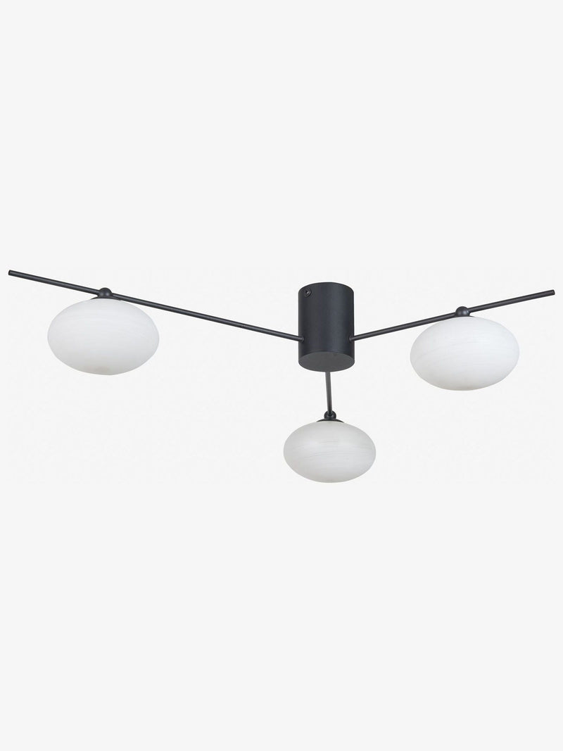 Dar Lighting Black Jasper flush ceiling light matt black opal glass - British product