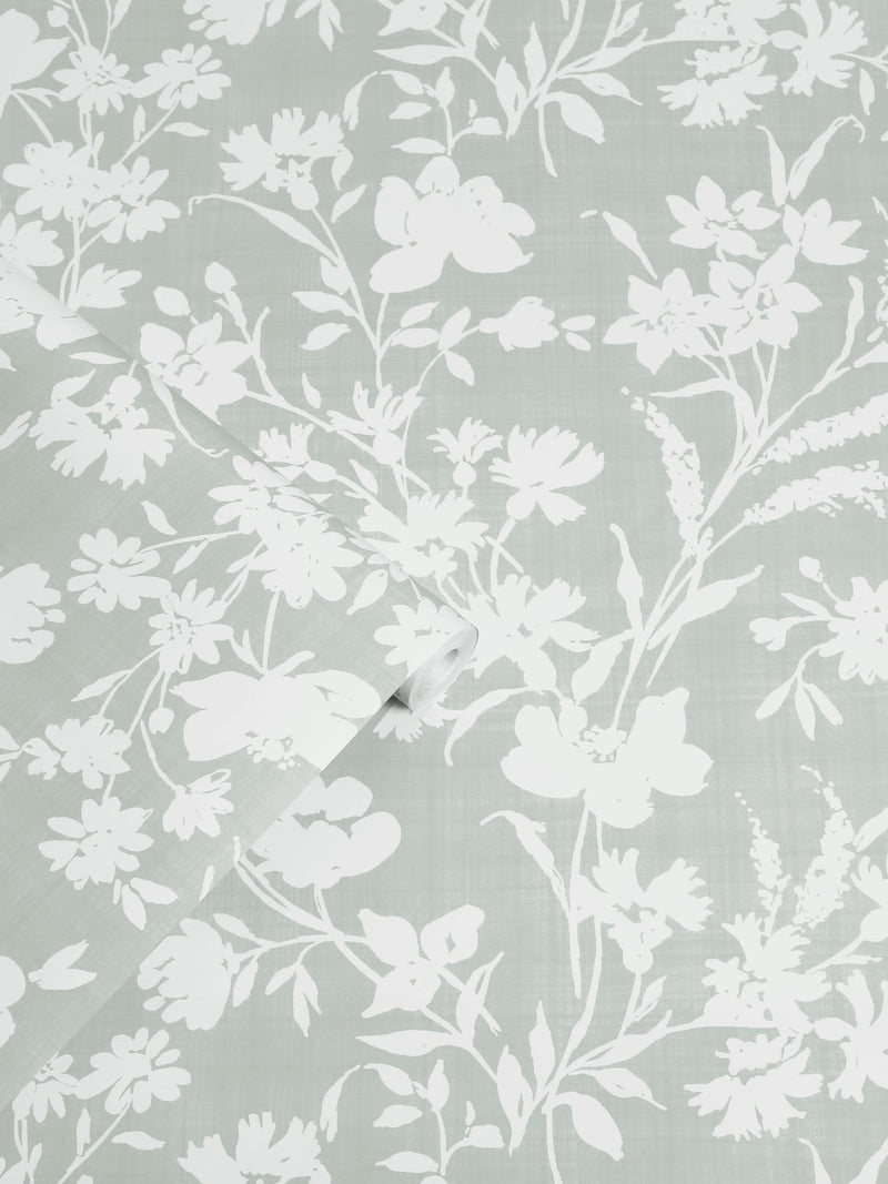 Laura Ashley sage green Rye wallpaper 10m roll (British brand)