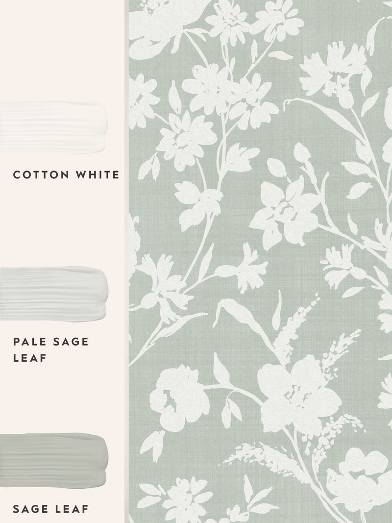 Laura Ashley sage green Rye wallpaper 10m roll (British brand)