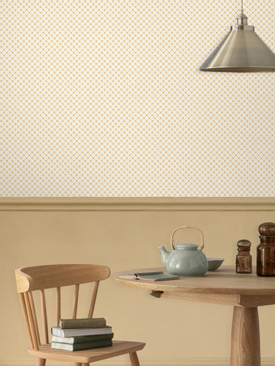 Next Laura Ashley Pale Ochre Yellow Wickerwork Wallpaper 10m- Buy online at McGrocer