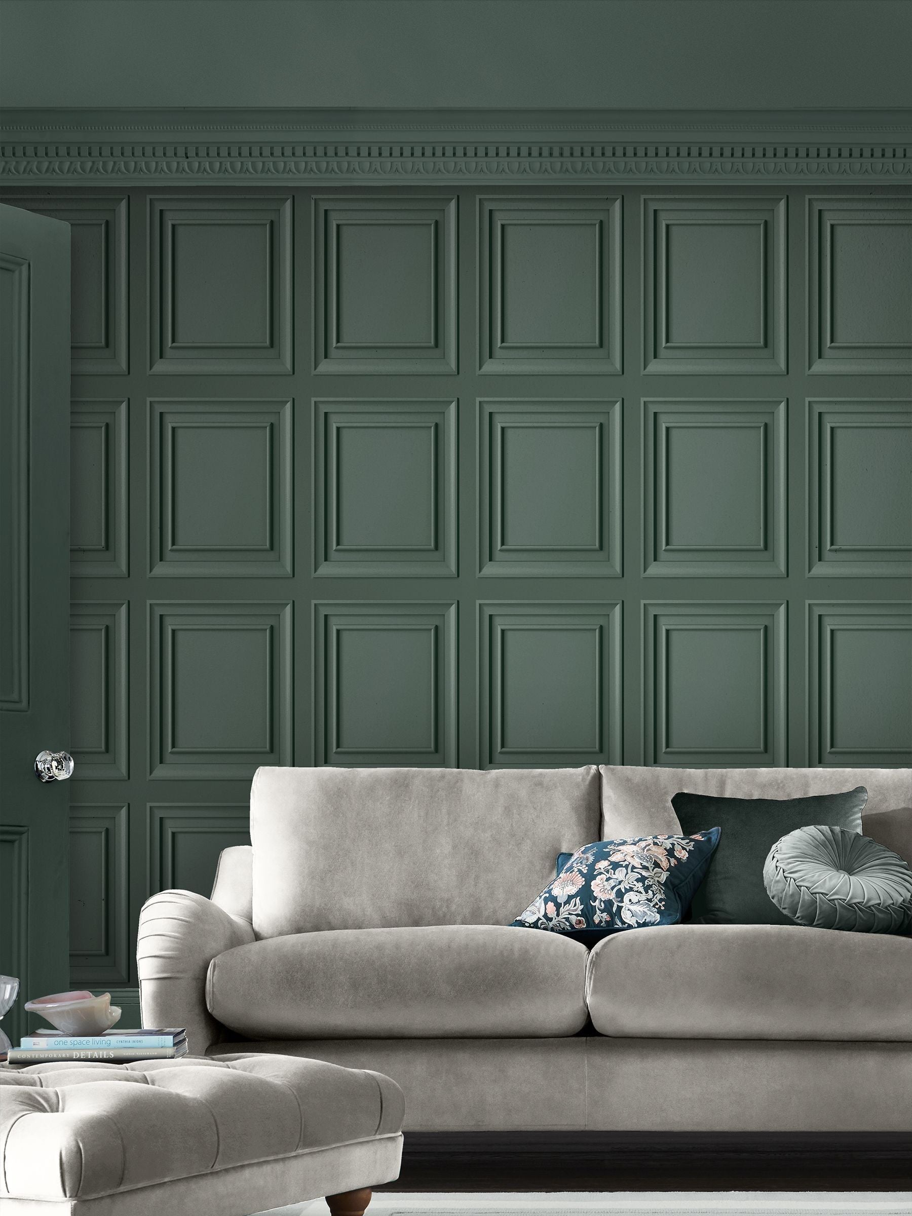Laura Ashley Fern Green Redbrook Wood Panel 10M Wallpaper