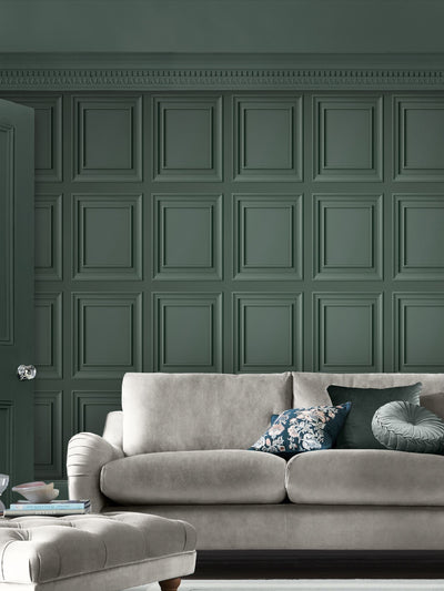 McGrocer Laura Ashley Fern Green Redbrook Wood Panel 10M Wallpaper- Buy online at McGrocer