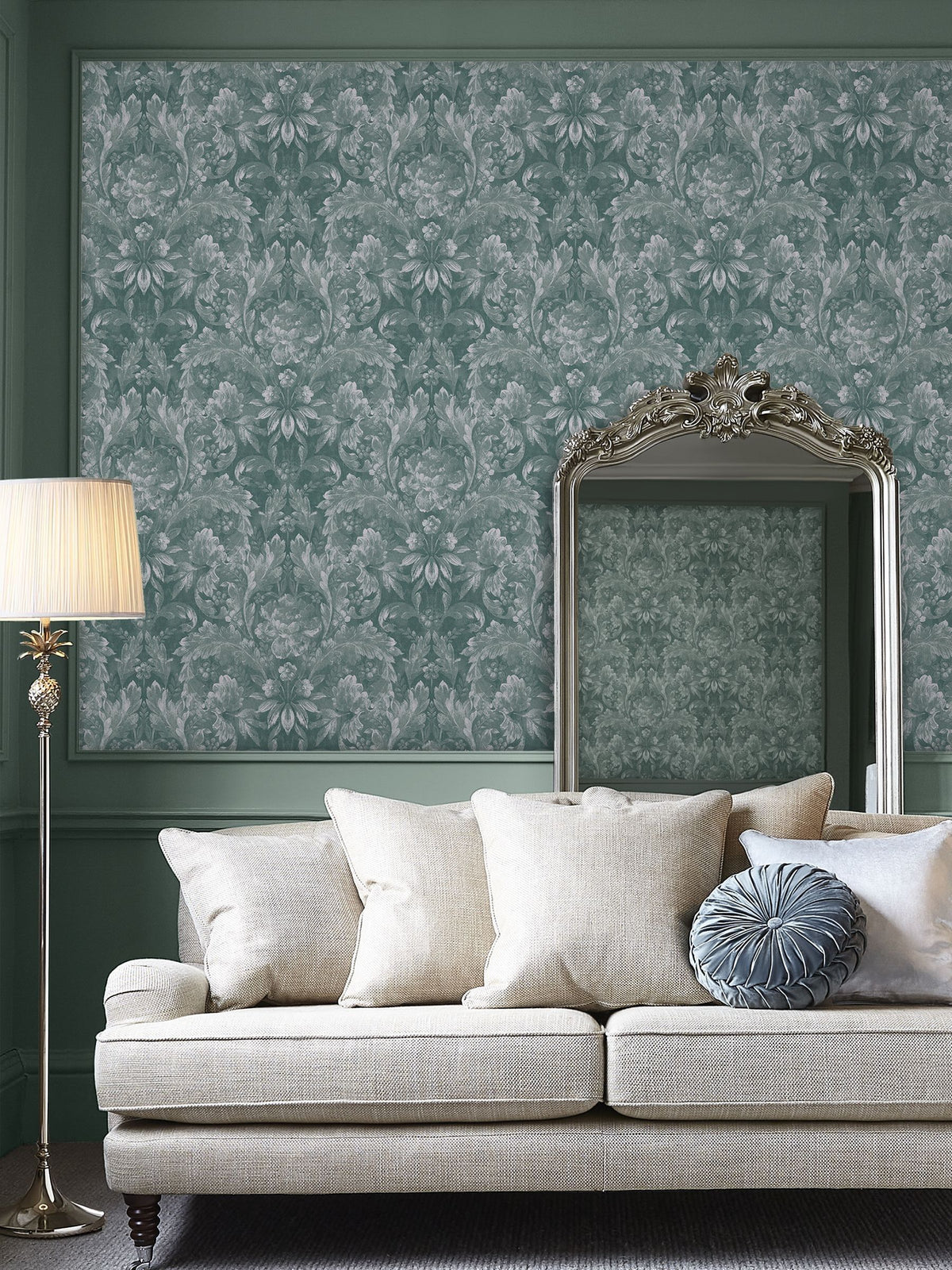 Laura Ashley Jade Green Apolline A4 Wallpaper Wallpaper Sample