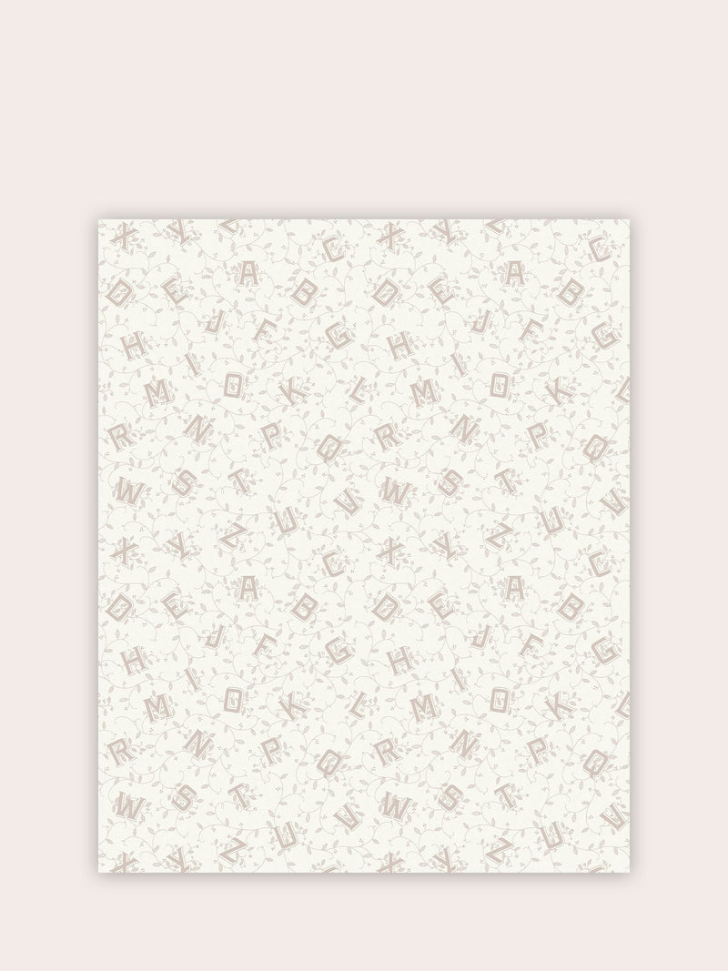 Laura Ashley Dove Grey Alphabet A4 wallpaper sample (British brand)