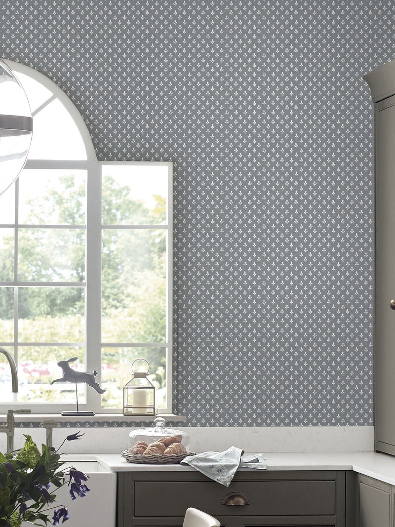 Laura Ashley wallpaper sample Slate Grey Trefoil A4 - British product