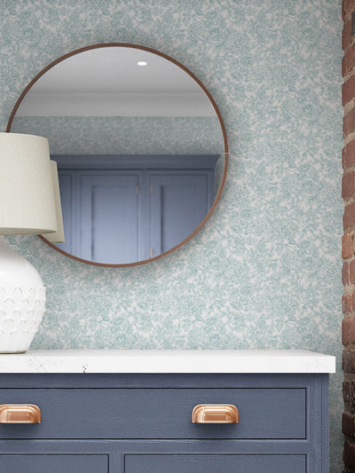 Next Laura Ashley Duck Egg Blue Louise Floral Wallpaper Sample- Buy online at McGrocer