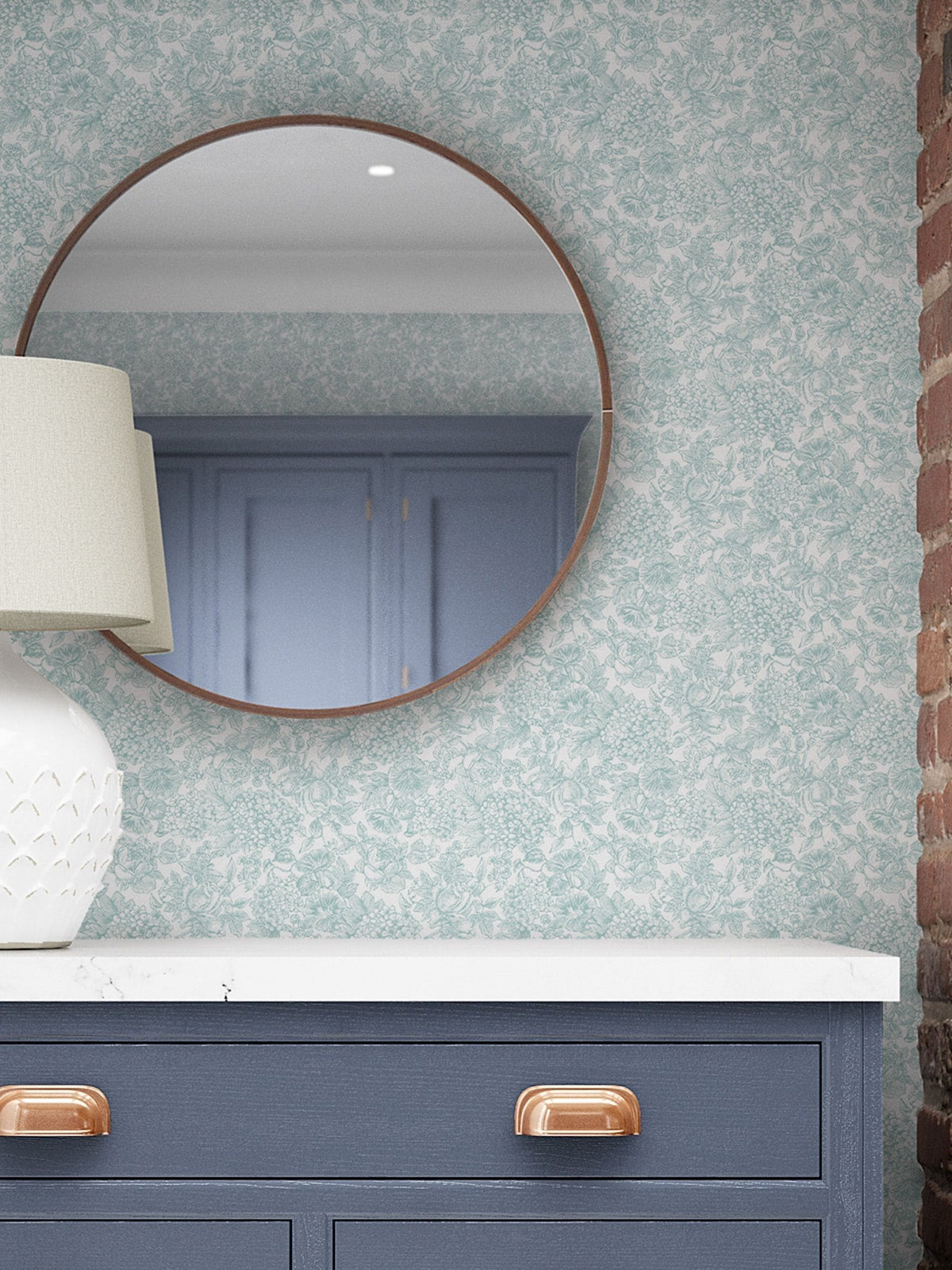 Laura Ashley Entenei-Blau Louise Tapetenmuster A4 (britische Marke)