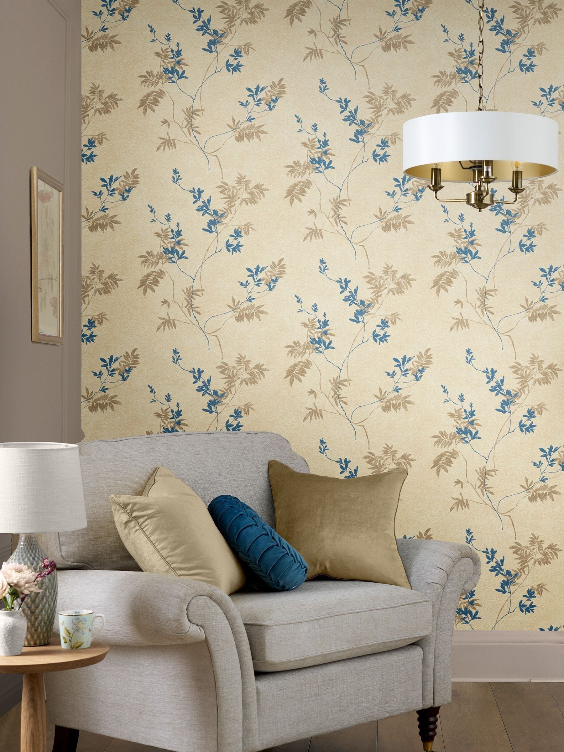 Laura Ashley Gold Mari wallpaper sample A4, imported from the UK