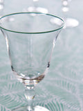 Nina Campbell Meadow wine glasses clear with green rim set of 4, imported from the UK