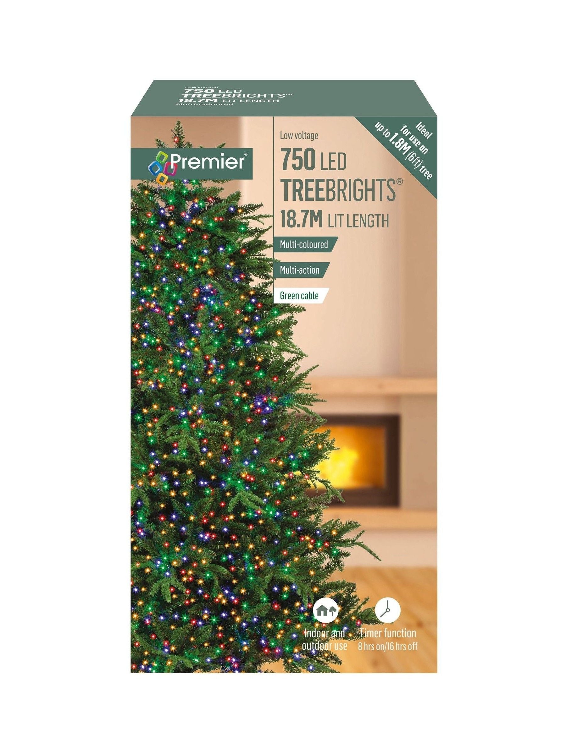 Premier Decorations Rainbow 750 LED Weihnachtsbeleuchtung mit Timer - Britisches Produkt