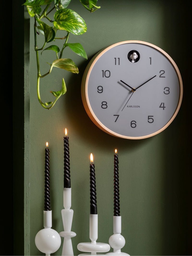 Karlsson Grey Cuckoo Birch Wall Clock 31.5cm, UK version