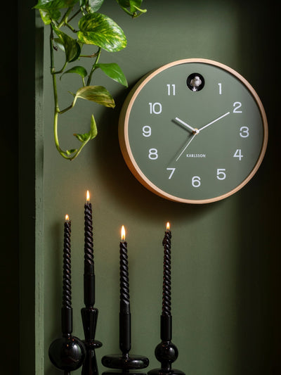 Next Karlsson Green Cuckoo Birch Square Wall Clock 31.5cm- Buy online at McGrocer