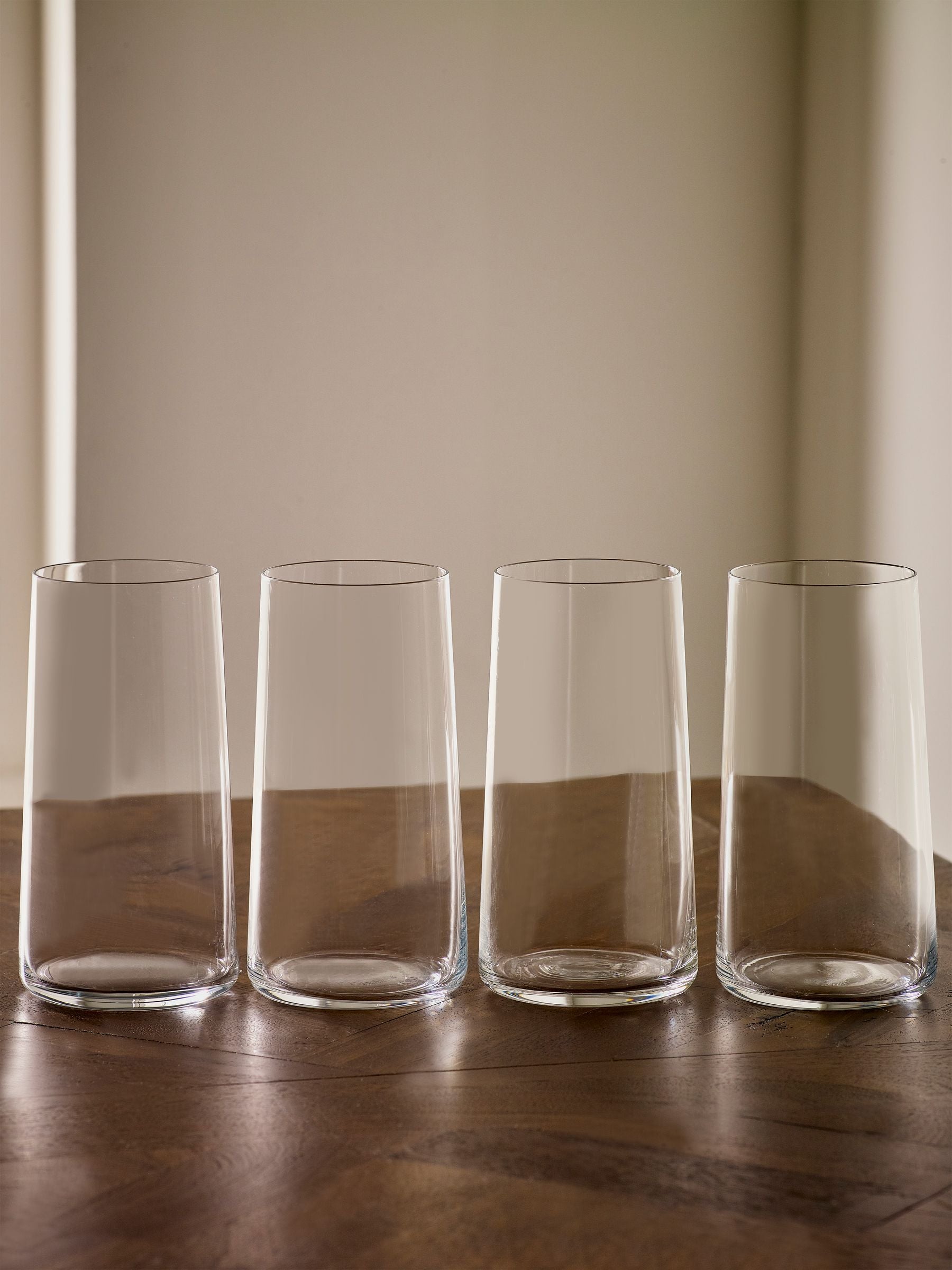 Set of 4 Clear Angular Set of 4 Tall Tumbler Glasses