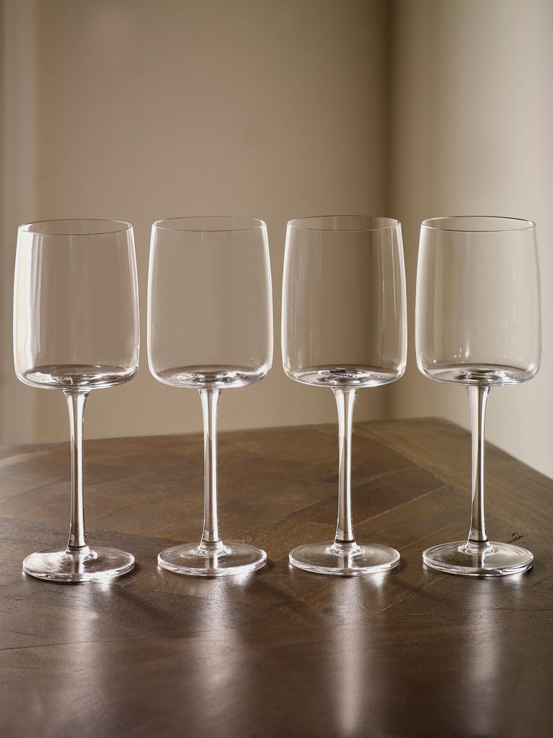 Set of 4 angular red wine glasses, 21cm height - British product