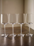 Set of 4 angular red wine glasses, 21cm height - British product