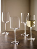 Set of 4 angular red wine glasses, 21cm height - British product