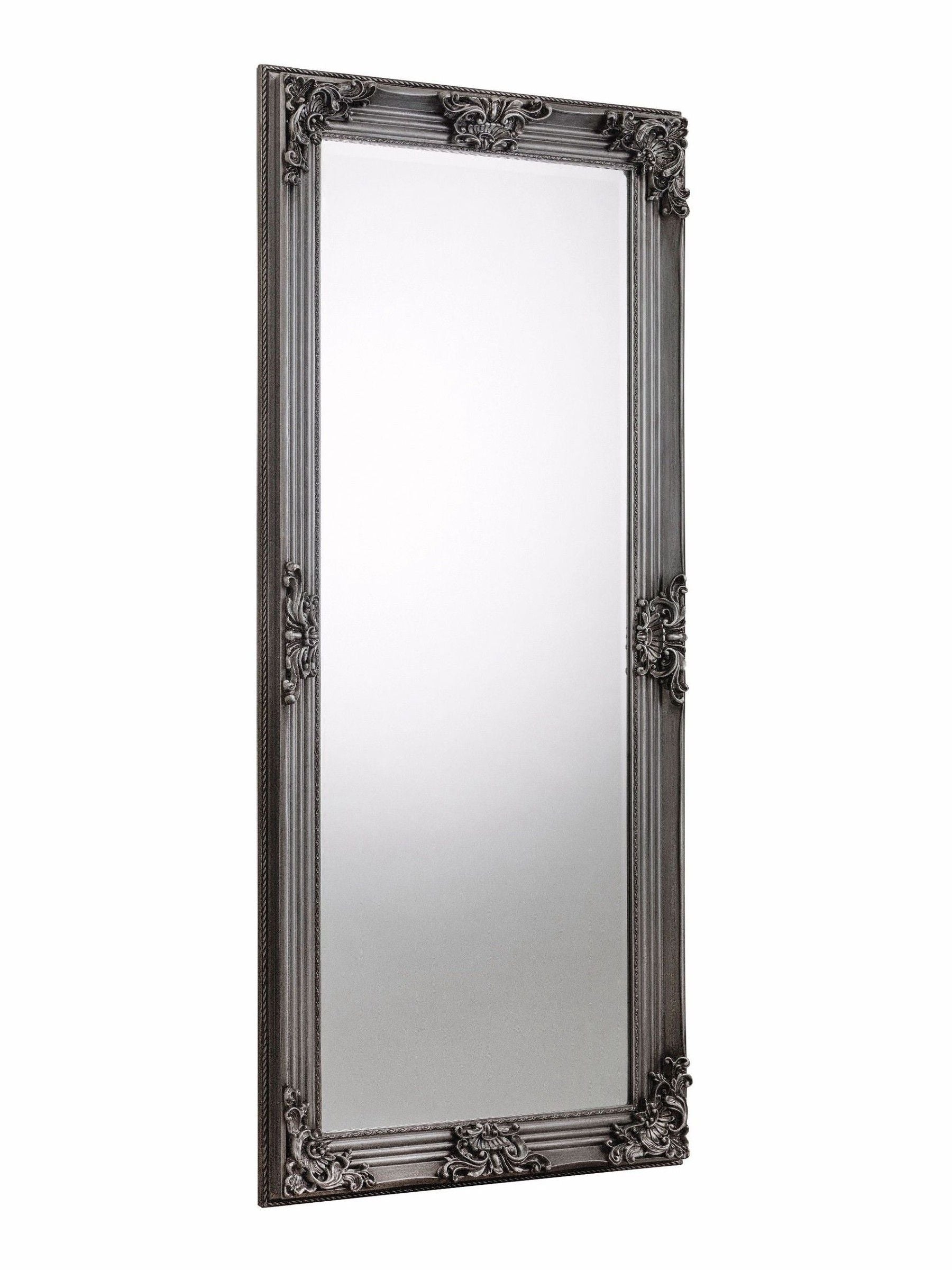Julian Bowen Pewter Grey Rococo Lean-To Dress Mirror 170cm x 80cm, UK version