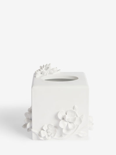 Boîte à mouchoirs fleur blanche blanche