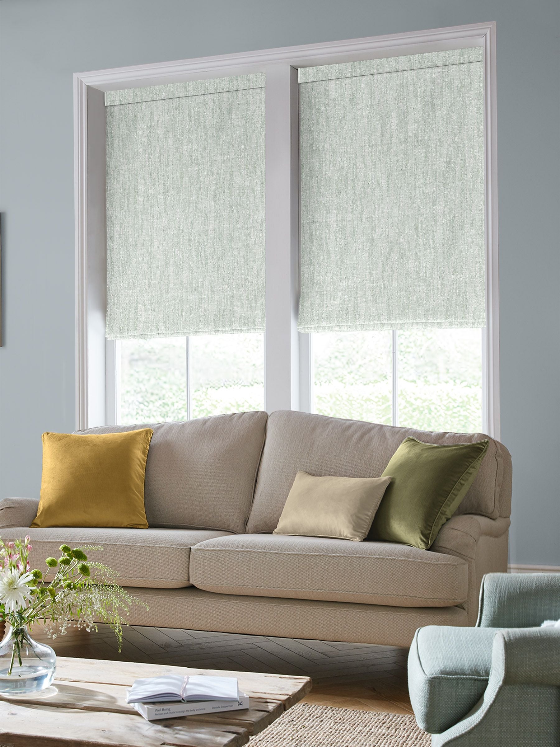 Laura Ashley Green Ambrose roman blinds made to measure, UK version