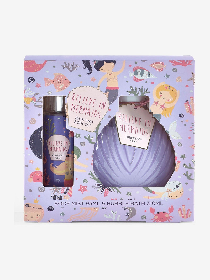 Kids mermaid apple raspberry bubble bath and body mist set, UK version