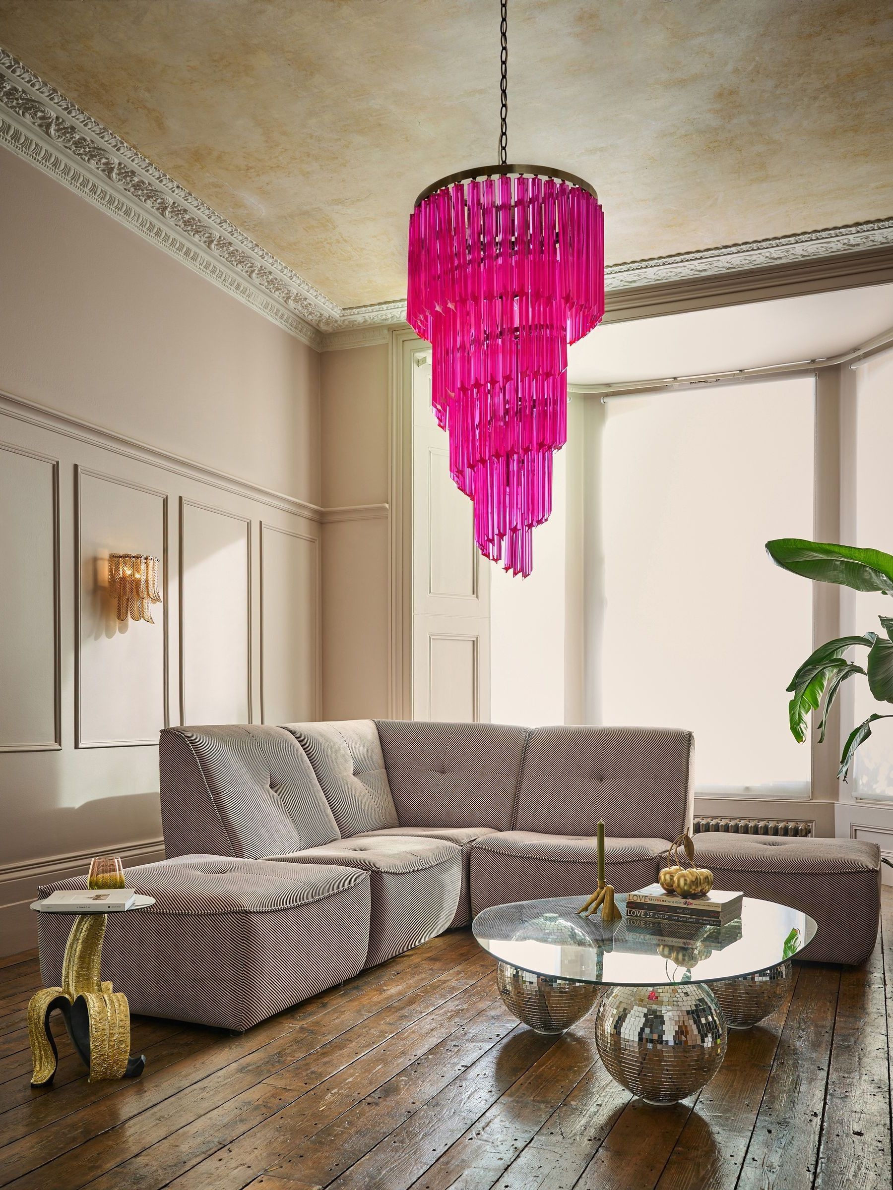 Rockett St George pink plume glass flush wall light, UK version