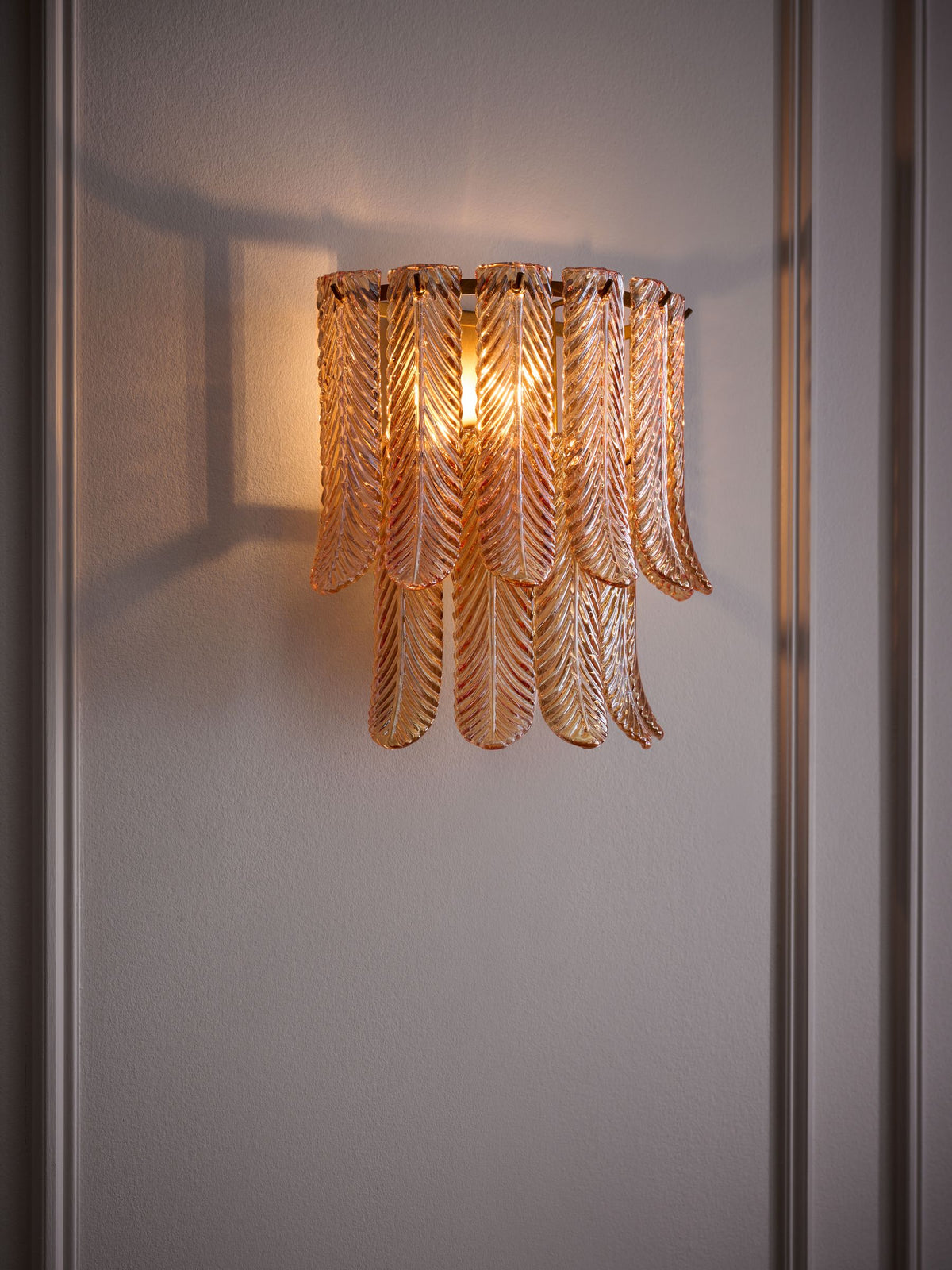 Rockett St George pink plume glass flush wall light, UK version