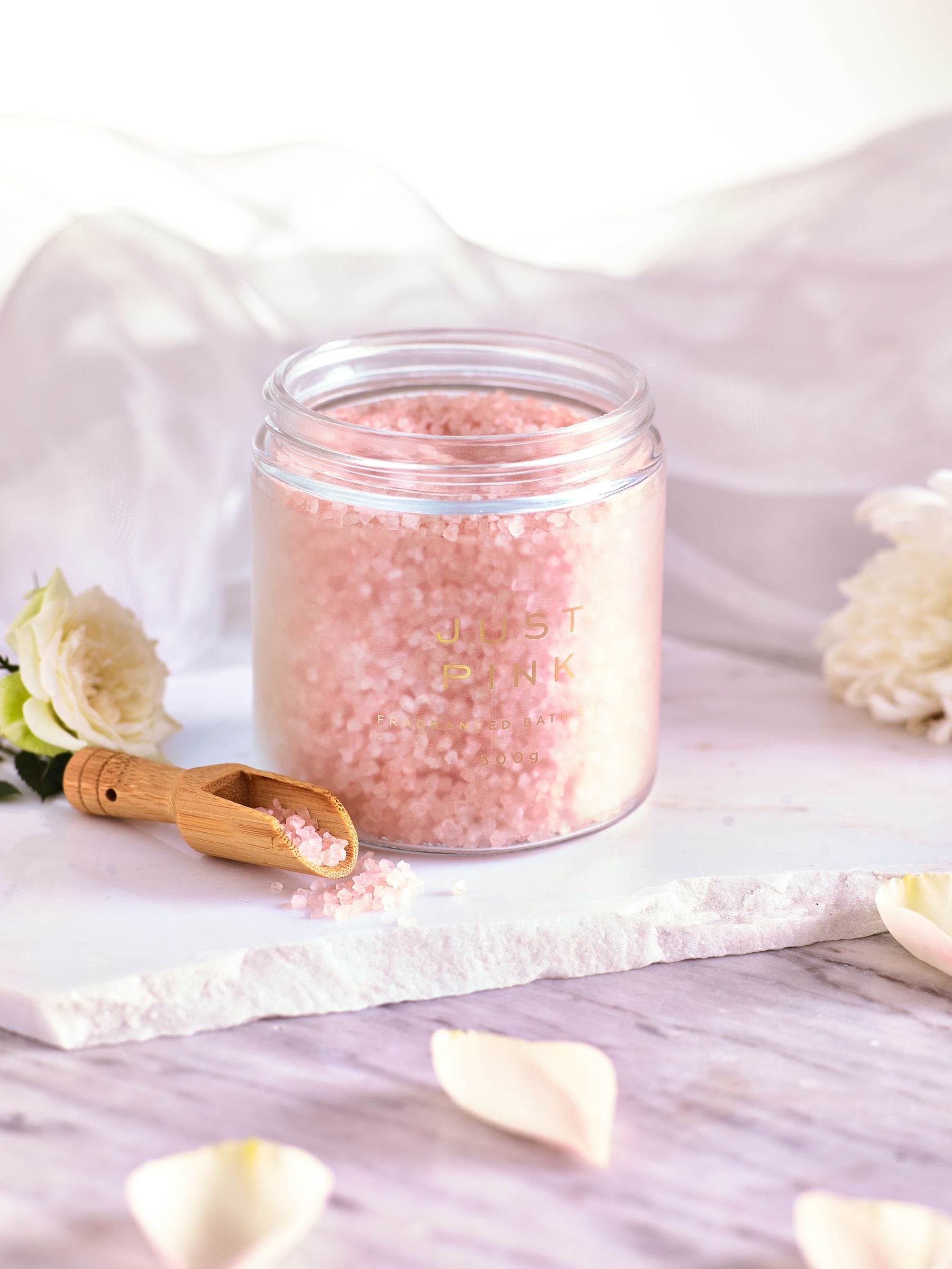 Just Pink fragranced bath salts 500g, UK version