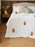 Fleece throw with Hamish Highland Cow appliqué, British product
