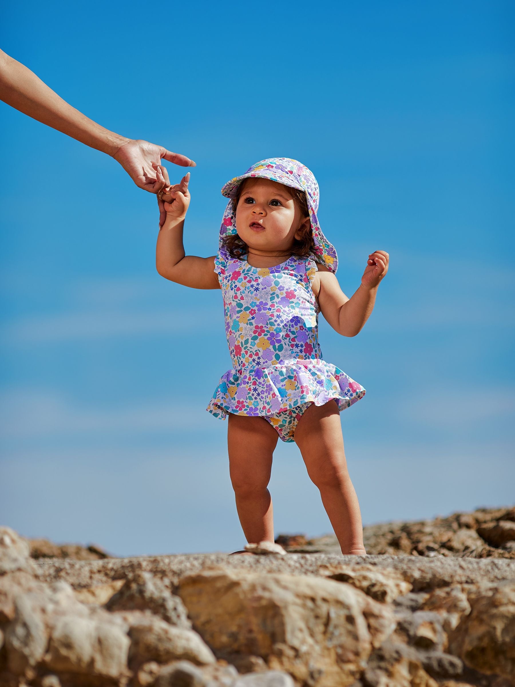 JoJo Maman Bébé pink pastel floral sun hat (British brand)