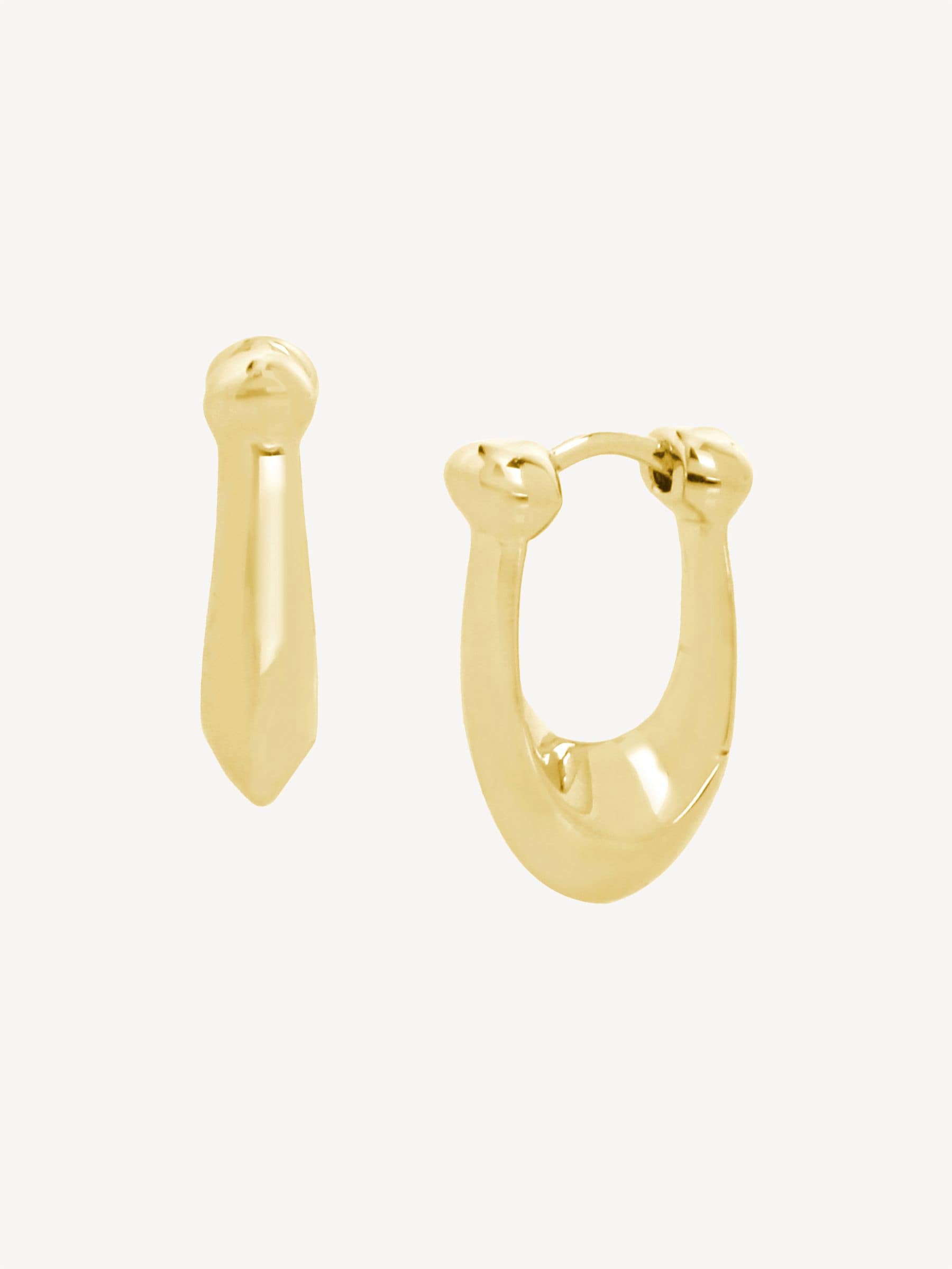 Gold-Tone Polished Brass Huggie Earrings with Click-In Closure