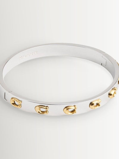 Sølv- og Gullfarget Hengslet Armring