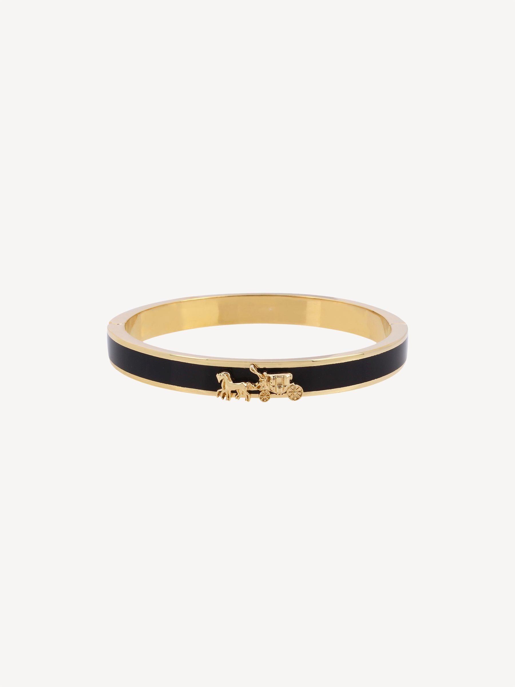 COACH black enamel bangle bracelet with horse carriage motif - British product
