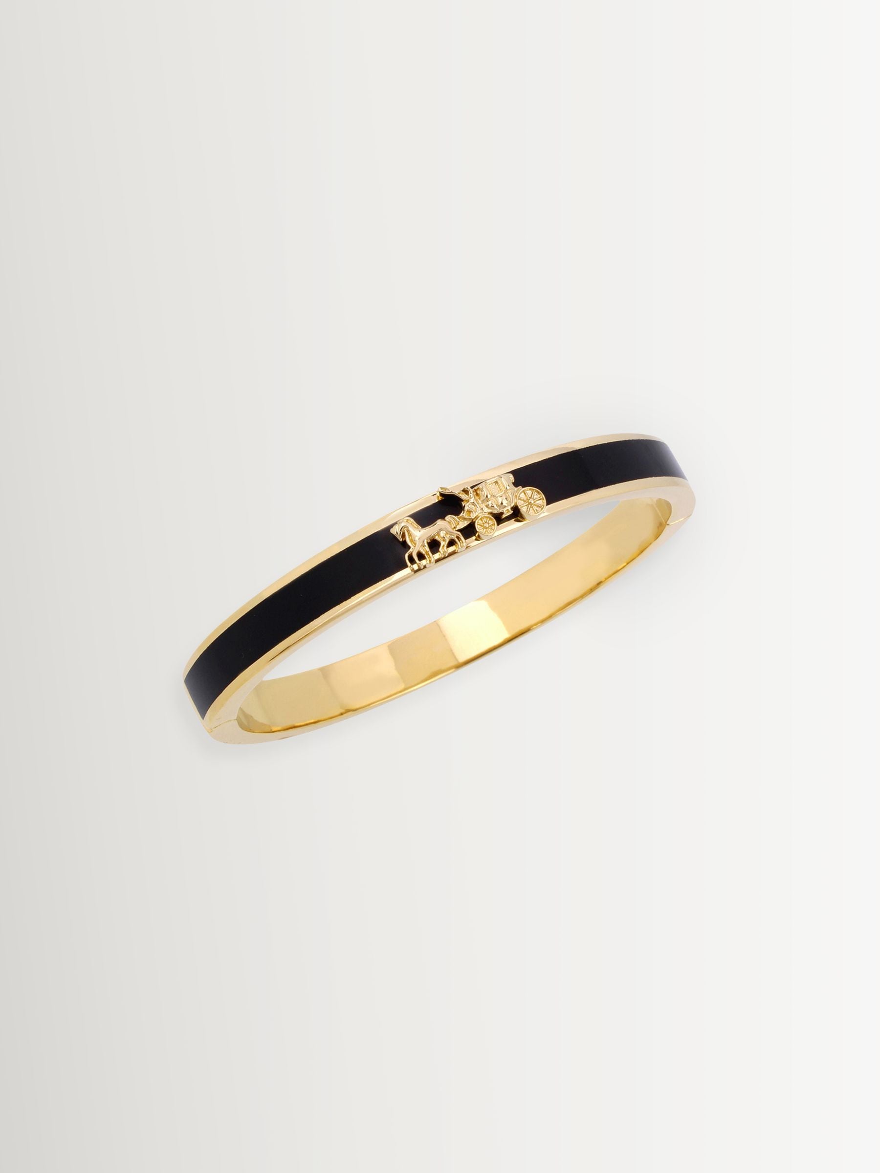 COACH black enamel bangle bracelet with horse carriage motif - British product