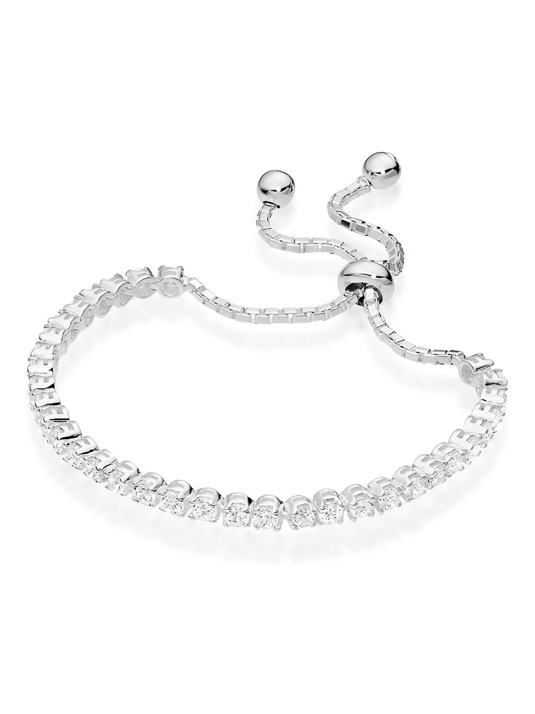 Beaverbrooks sterling silver cubic zirconia tennis slider bracelet - British product