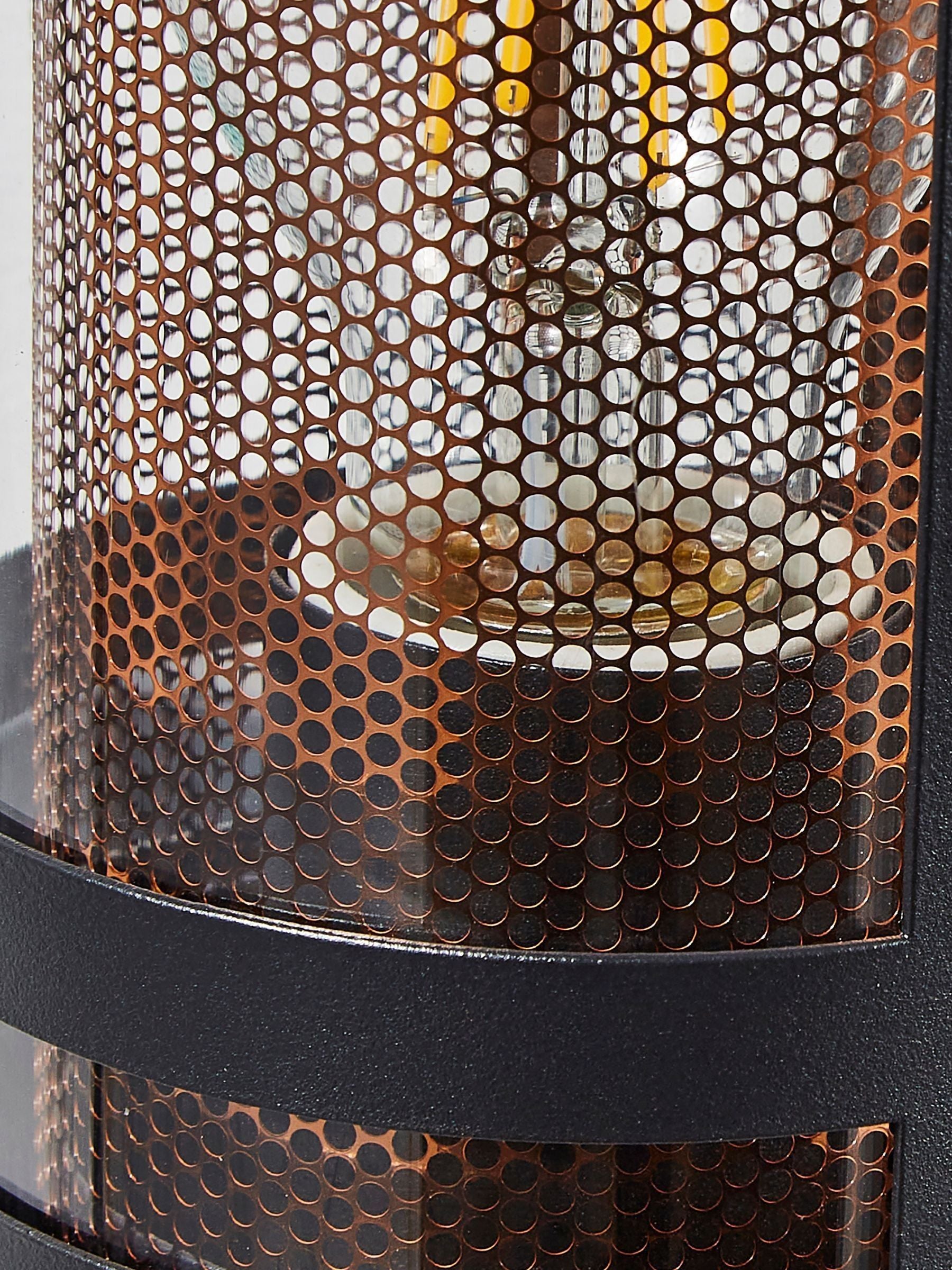 BHS Black Gada outdoor wall light with brass mesh (British brand)