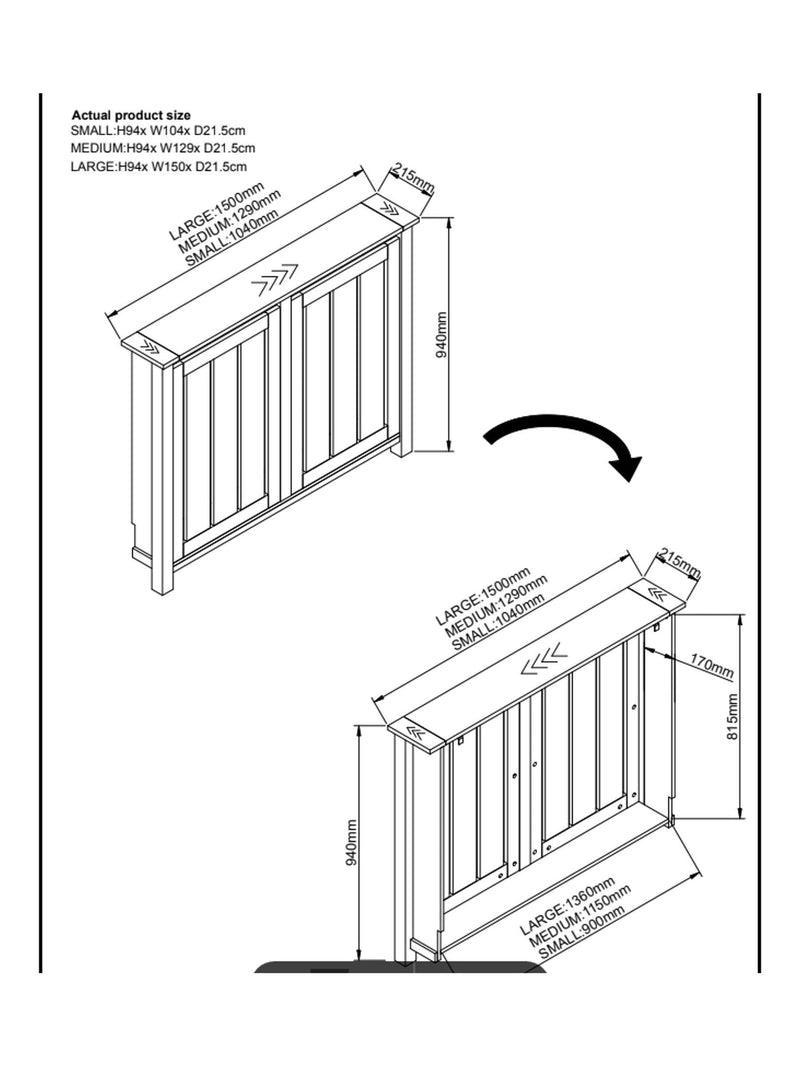 Cream oak effect Malvern radiator cover, imported from the UK