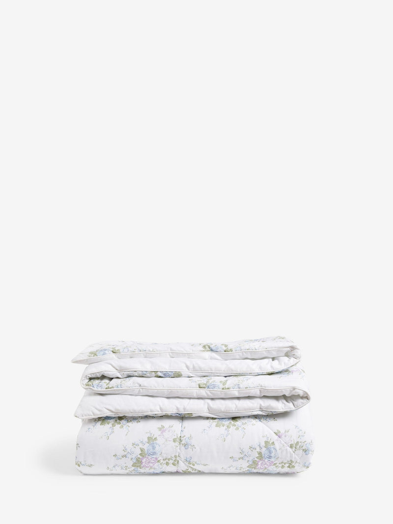 Shabby Chic aqua rose blossom quilted bedspread 260cm - British product