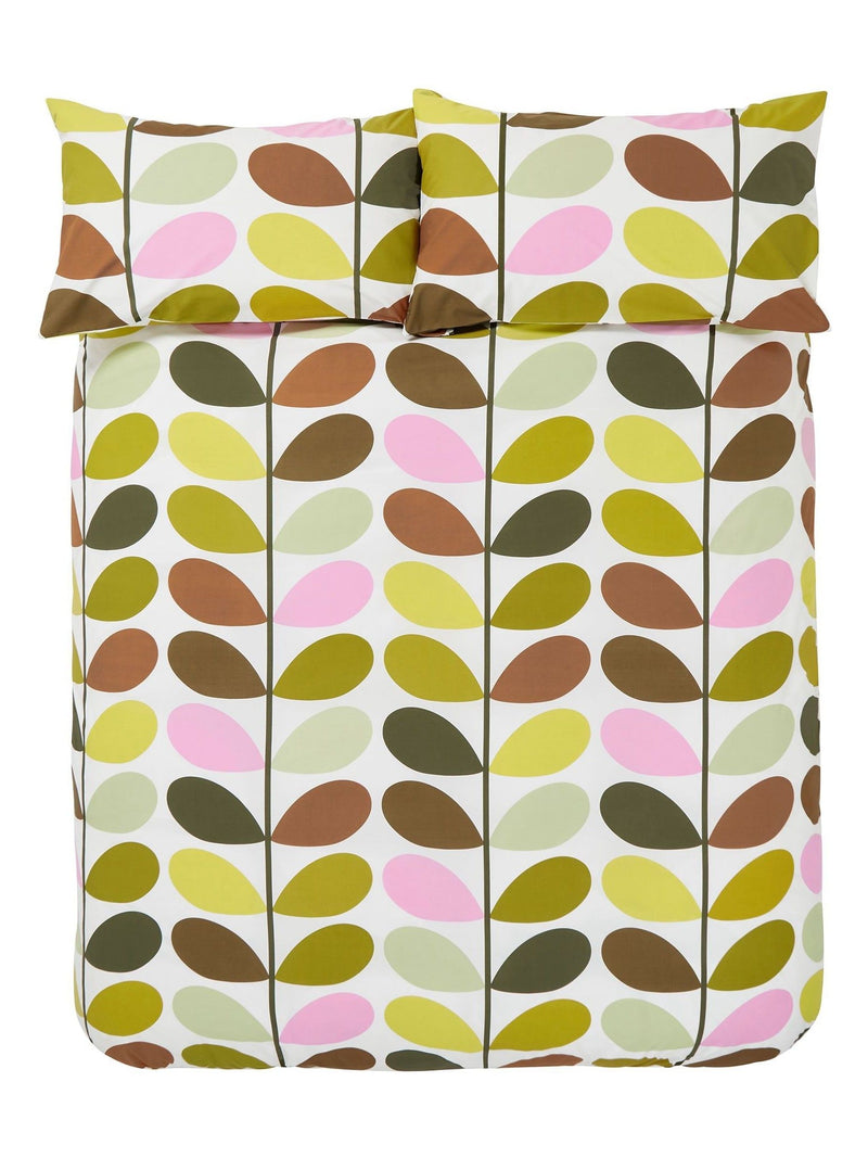 Orla Kiely Green Multi Stem duvet cover and pillowcase set, imported from the UK