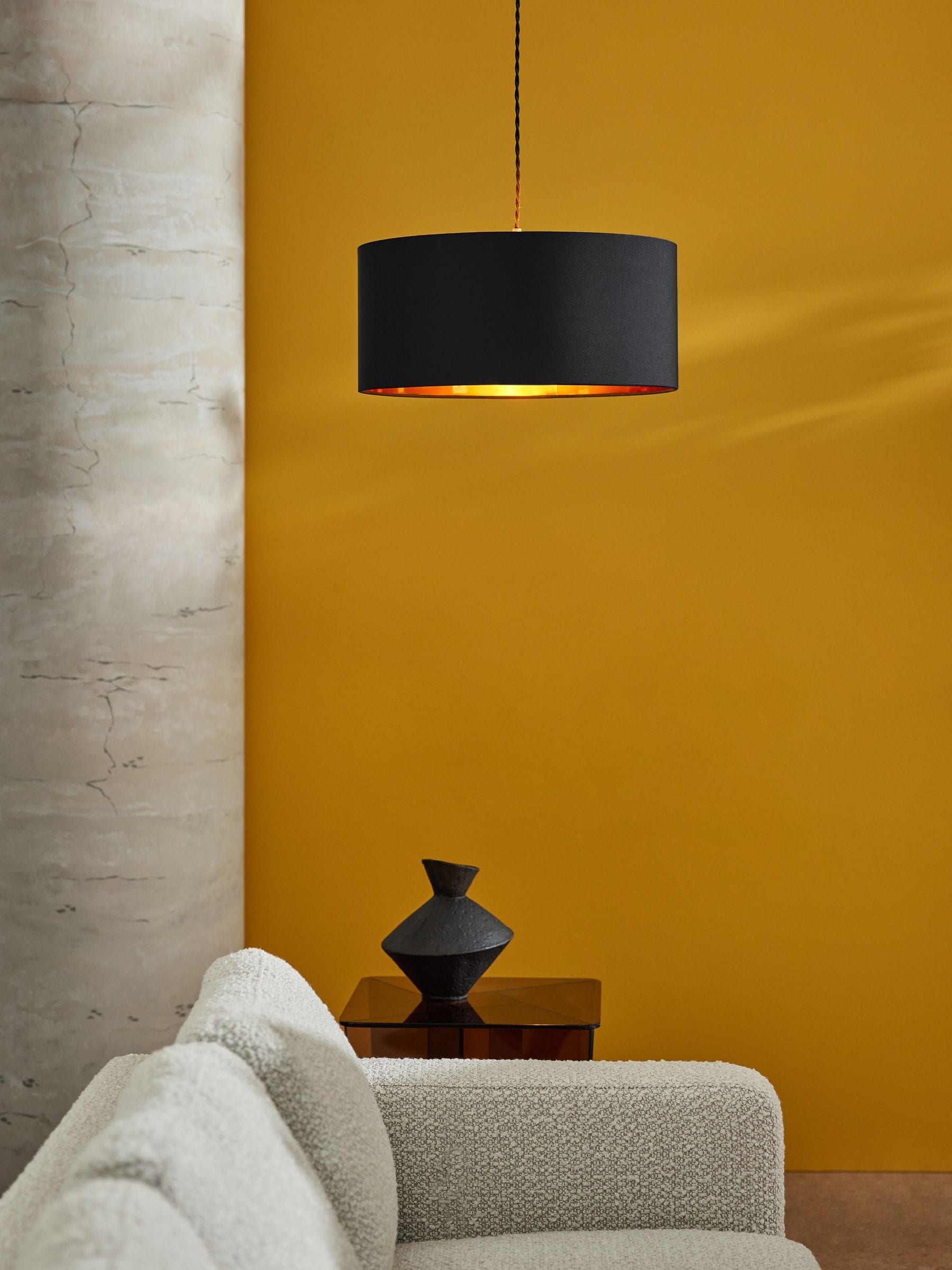 MADE.COM Navy/Copper Oro Easy Fit Drum Shade