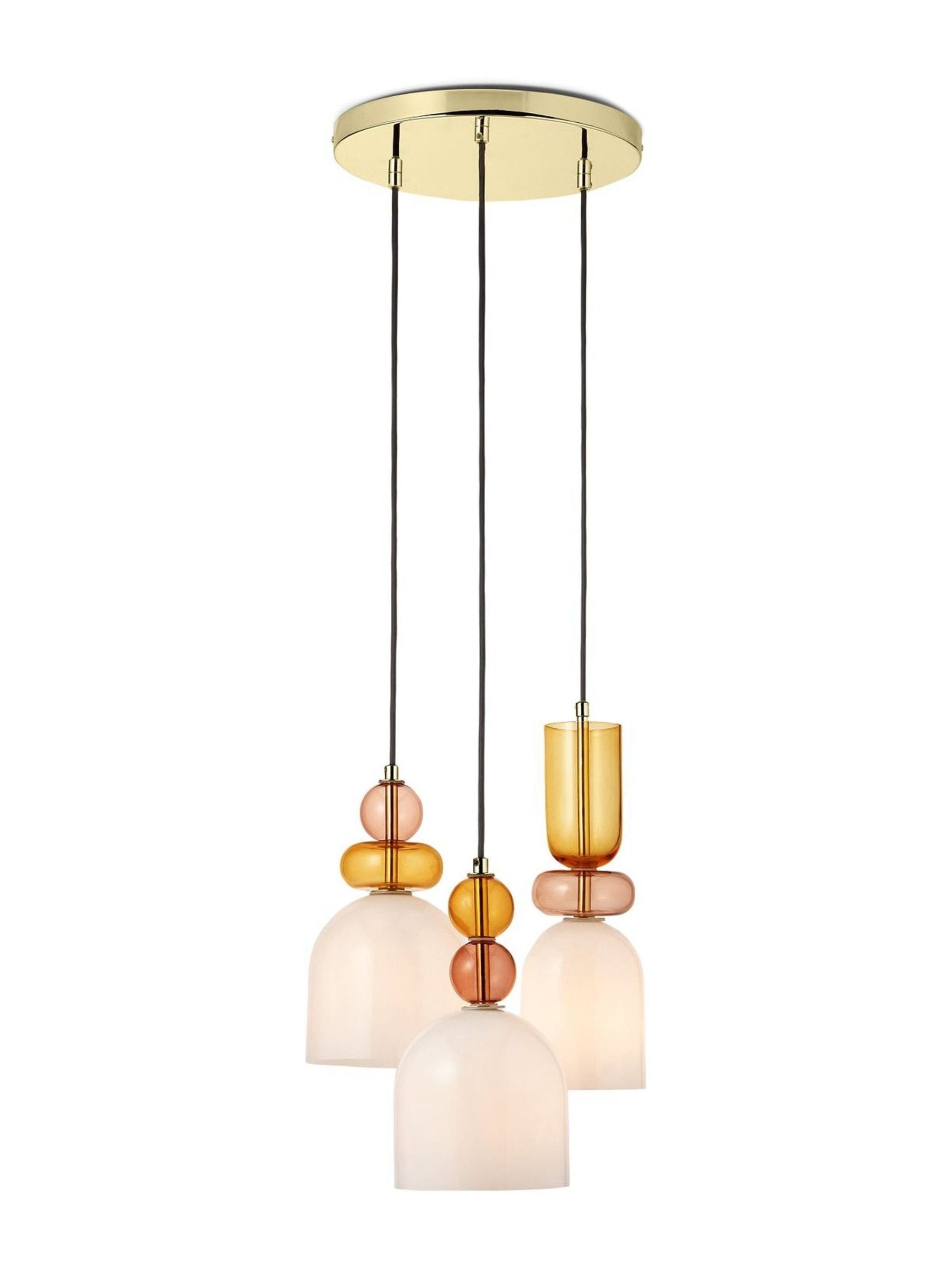 MADE.COM Whitney Cluster Pendelleuchte aus pinkem Glas und Messing, UK-Version