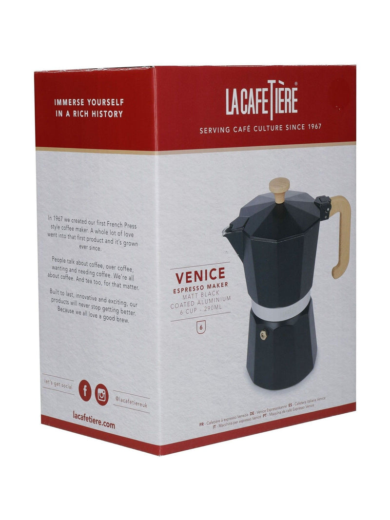 La Cafetière Black Venice 6 cup stovetop espresso maker, UK version