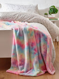Faux fur throw rainbow ombre design, imported from the UK