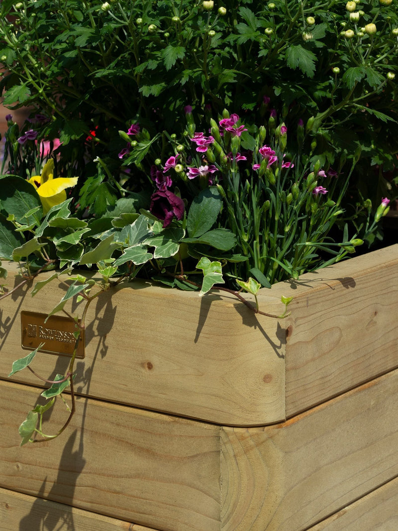 Rowlinson natural Marberry tall wooden planter 60L, imported from the UK