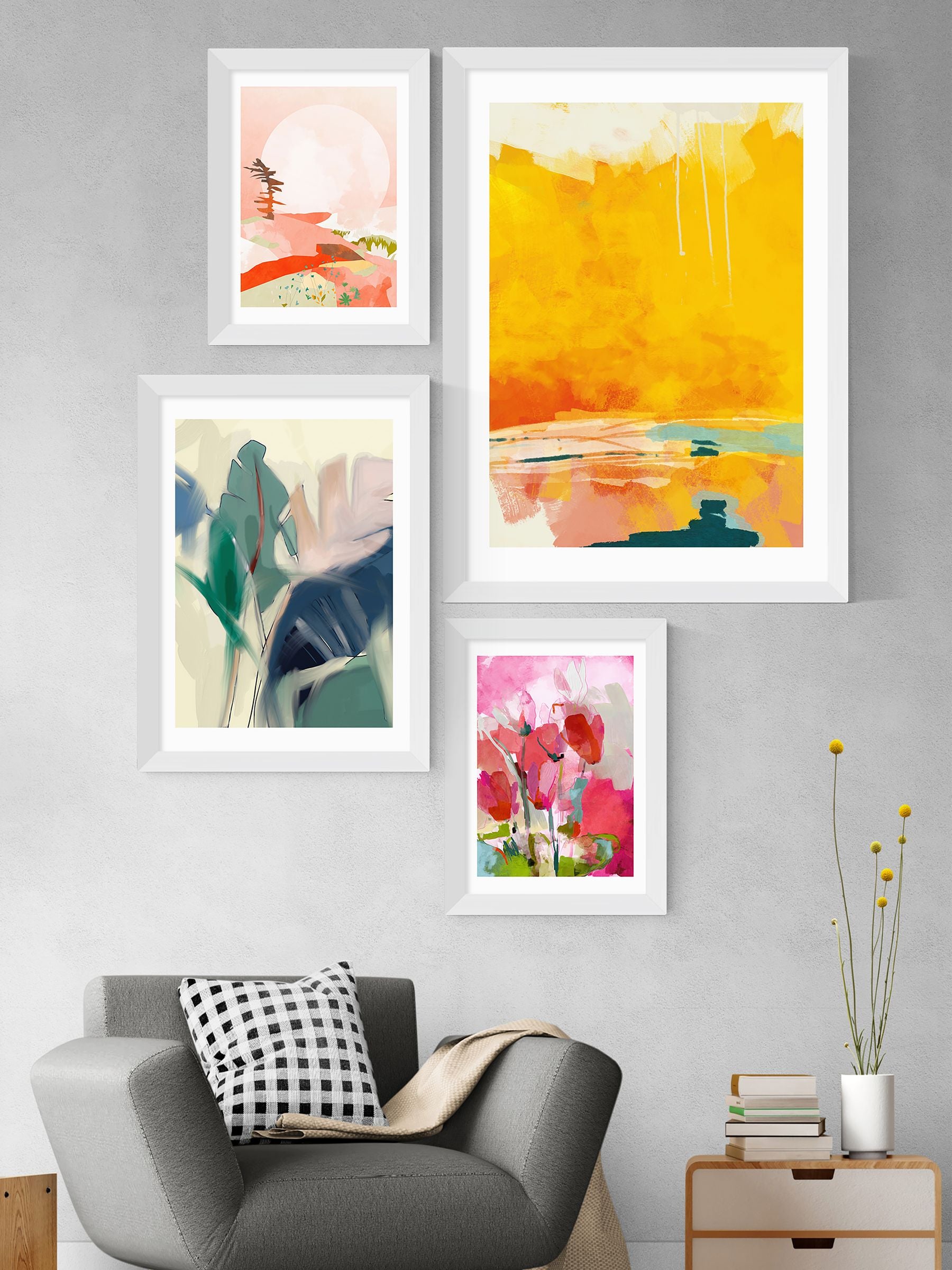 East End Prints Green Pastel Leaves by Ana Rut Bre Framed Print