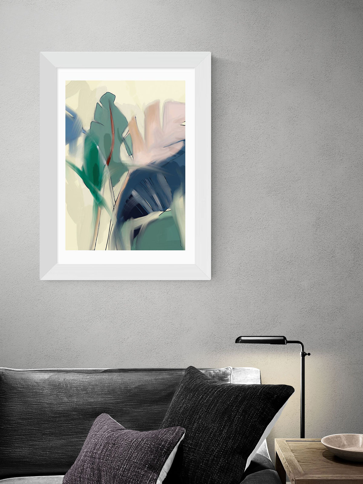 East End Prints Green Pastel Leaves by Ana Rut Bre Framed Print