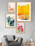 East End Prints green pastel leaves framed print - British product
