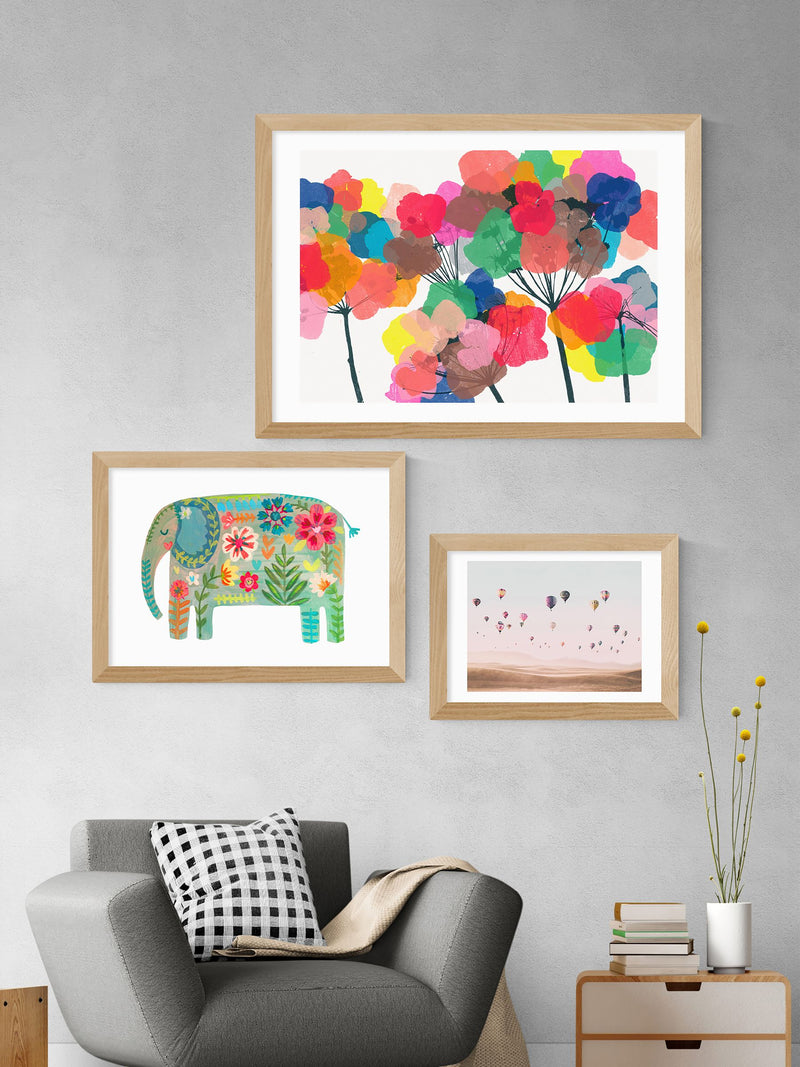 East End Prints pink hot air balloon framed print - British product