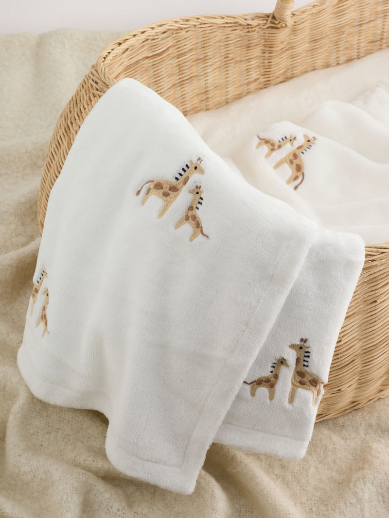White Giraffe fleece baby blanket 100x90cm, UK version